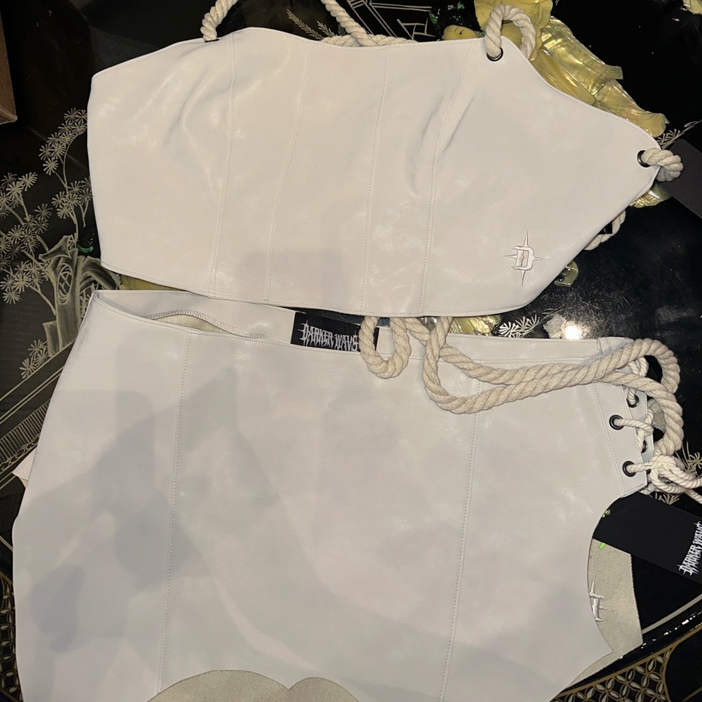 Darker Wavs Chamber Faux Suede Rope Top and Skirt - Picture 2 of 8